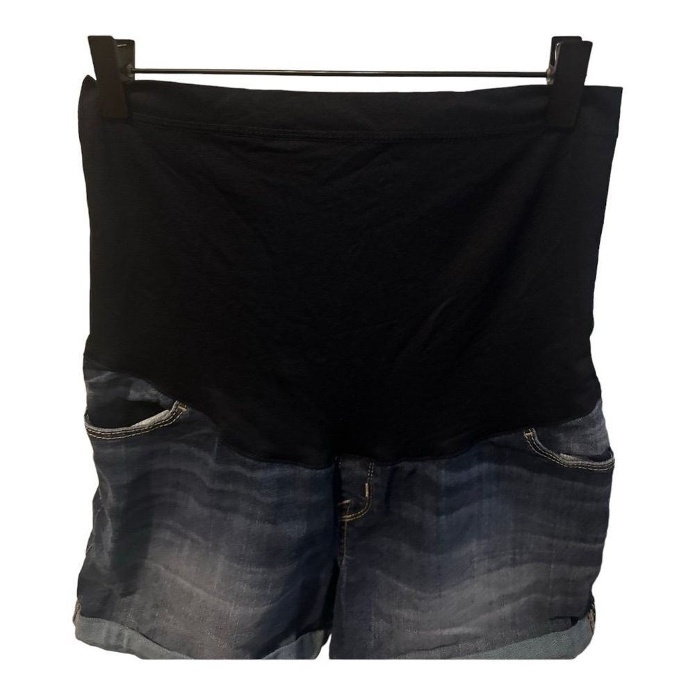 Liz Lange Maternity Denim Shorts Over Belly Panel Stretch Blue‎ Jean Size Small - Picture 2 of 6